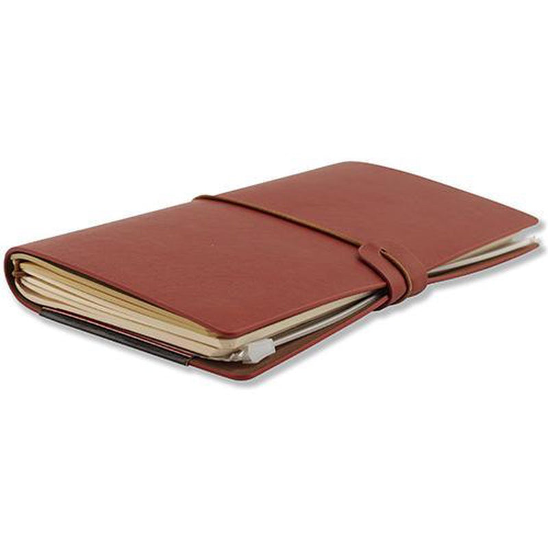 Peter pauper notitieboek - voyager - leder cover - burgundy - met koordsluiting - 12x20 cm