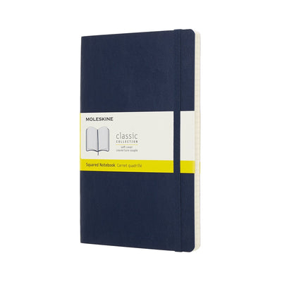 Moleskine classic notitieboek - large - softcover - geruit - saffier blauw