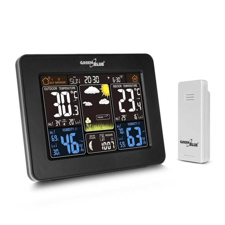 Greenblue weerstation dcf maanfase dcf alarm kleurenscherm gb523