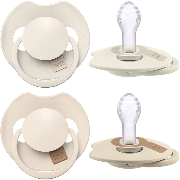 Difrax lovi fopspeen dynamisch - prime - 6 tot 18 maanden - lichtbeige creme - 2 stuks