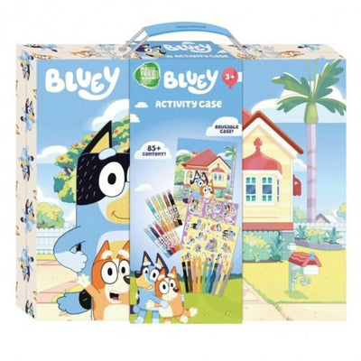 Merkloos sans marque bluey tekenkoffer - kleurboek 32 bladzijden - 10 stiften - 10 potloden - 30 stickers