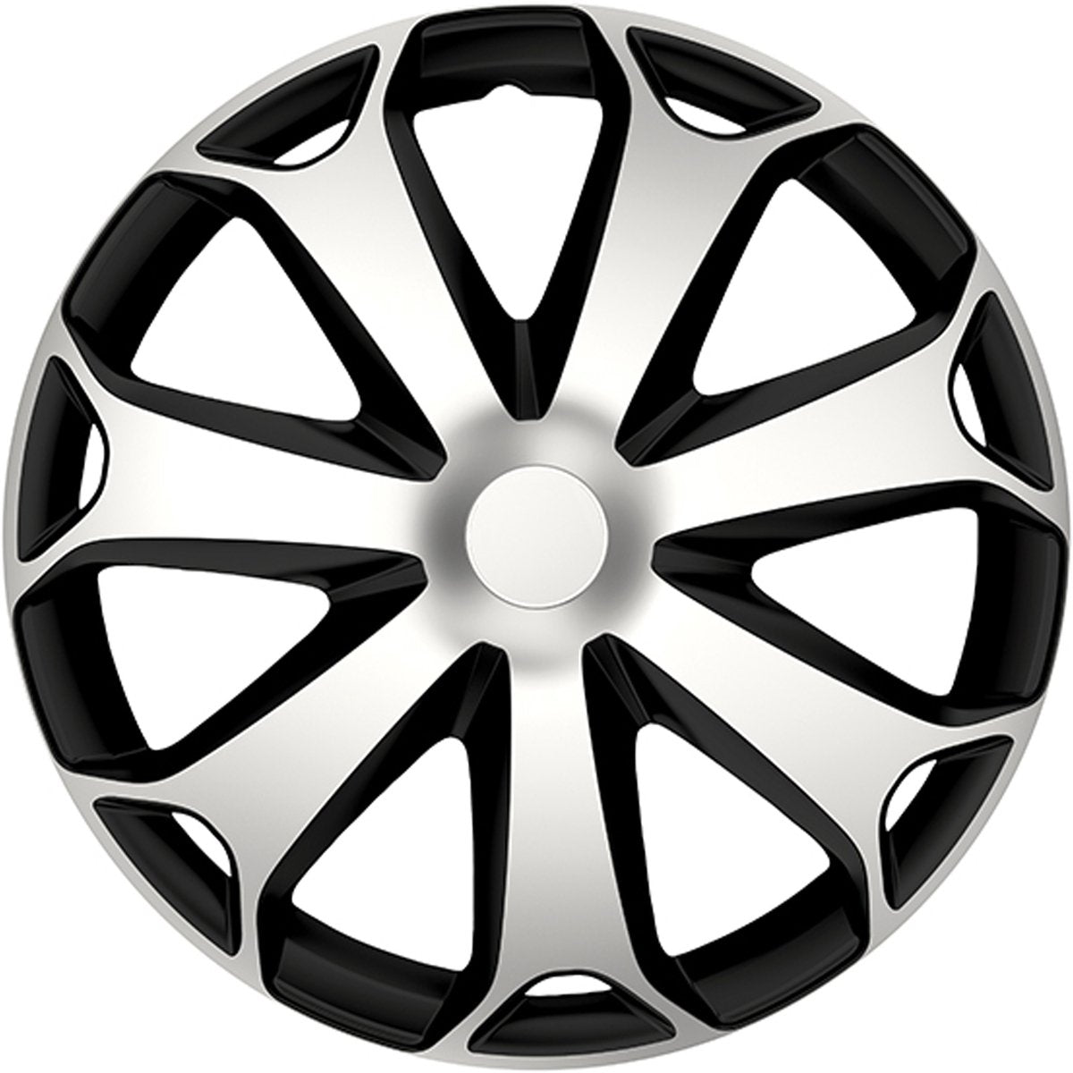 Carpoint wieldoppenset mega 15 inch zwart zilver 4 stuks