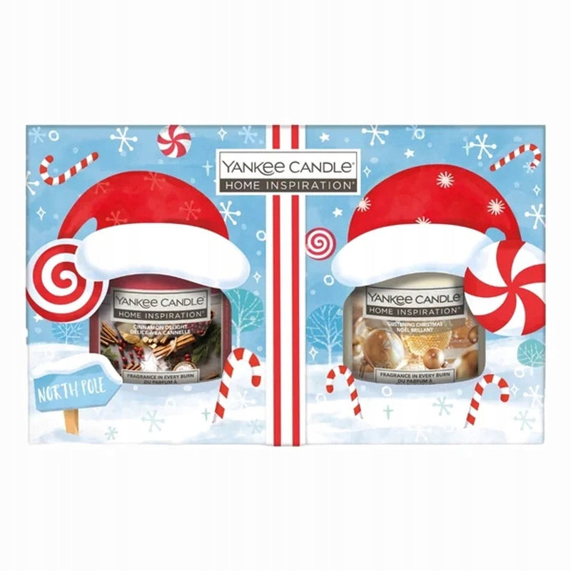 Yankee candle home inspiration - 2 small jar cadeauset - kerstcadeau - 70 branduren - cinnamon delight glistening christmas