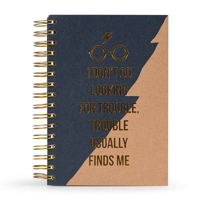 Pyramid international harry potter notitieboek premium a5 trouble usually finds me blauw bruin