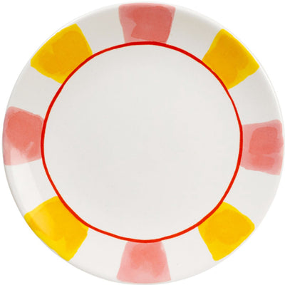 Blond amsterdam , even bijkletsen everyday stripes: bord 22 cm roze geel