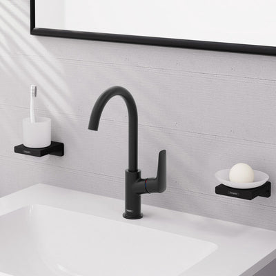 Hansgrohe logis - wastafelmengkraan - ééngreeps bediening - zonder waste - 210mm - draaibare uitloop - mat zwart
