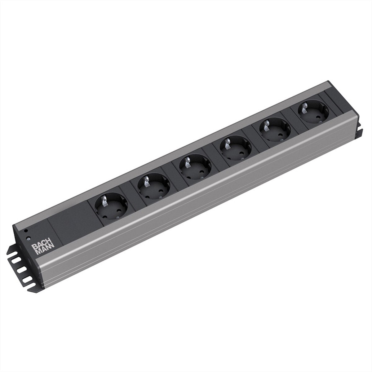 Bachmann stekkerdoos 6x geaard contact, 19-inch rack-compatibel, 2 m