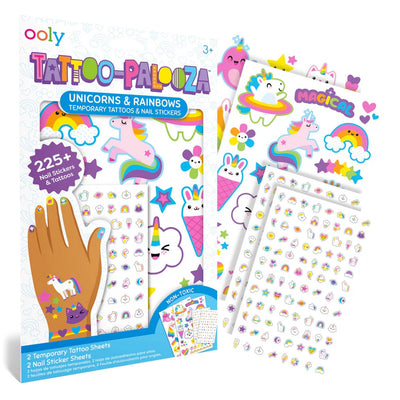 Ooly - tattoo-palooza - tijdelijke tattoos nail stickers - unicorns rainbows