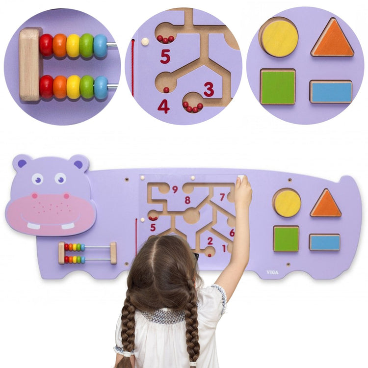 Vigatoys viga toys - nijlpaard - wandspeelbord - multi
