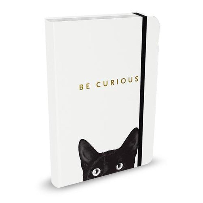 Peter pauper compacte notitieboek - curious cat - met elastieksluiting - 13x18 cm