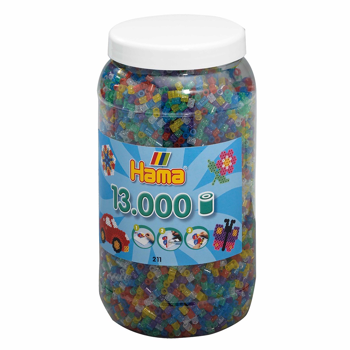 Hama strijkkralen in een tonmet glitters
