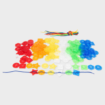 Tickit® stapelbare knopen (144 stuks) + 12 veters