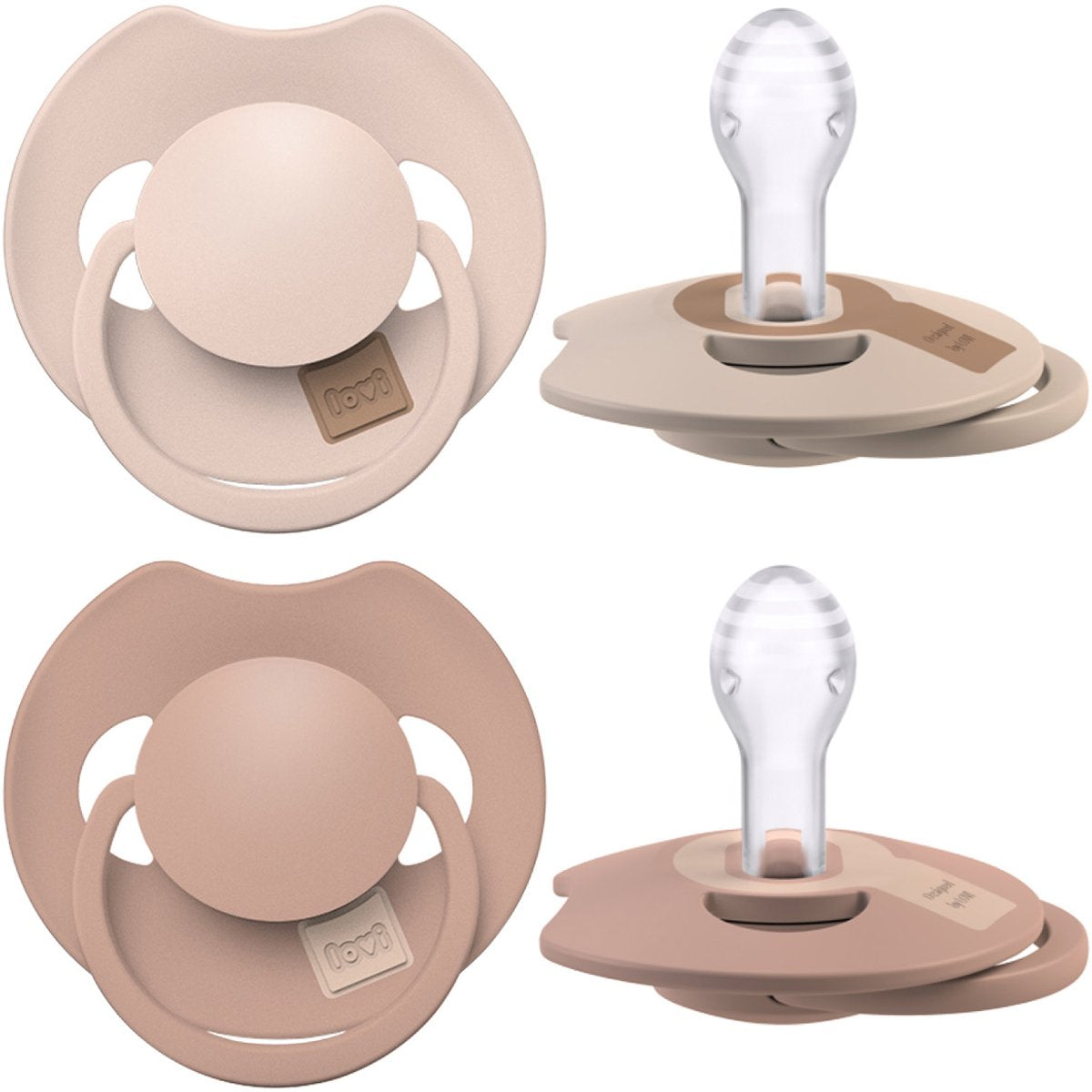Difrax lovi fopspeen dynamisch - prime - 6 tot 18 maanden - beige bruin - 2 stuks