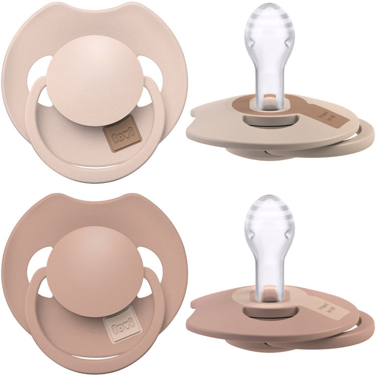 Difrax lovi fopspeen dynamisch - prime - 6 tot 18 maanden - beige bruin - 2 stuks