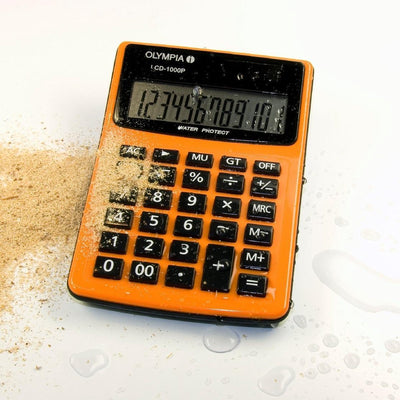 Olympia lcd 1000p bureaurekenmachine oranje aantal displayposities: 12 werkt op zonne-energie, werkt op batterijen (b x