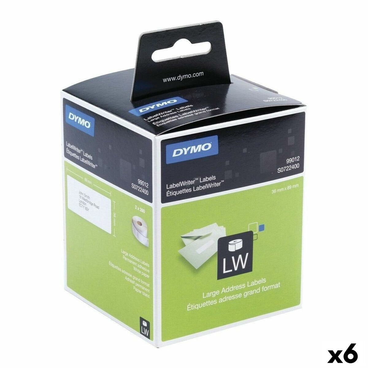 Dymo printer labels 99012 labelwriter™ 36 x 89 mm white black