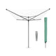 Brabantia topspinner droogmolen - 50 m - met metalen grondanker en beschermhoes - metallic grey