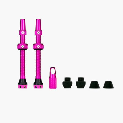 Muc-off v2 tubeless valve kit - tubeless ventielen - 60mm - roze - aluminium - racefiets - mountainbike