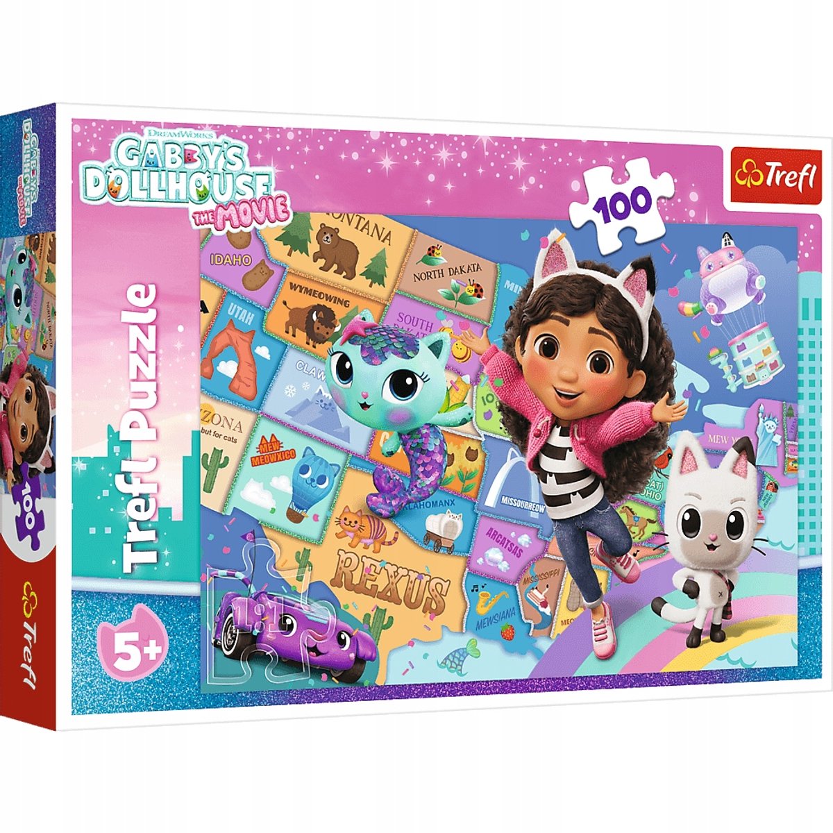 Trefl puzzle trefl 100-delige puzzel - vriendschap in het kattenhuis, gabby's poppenhuis