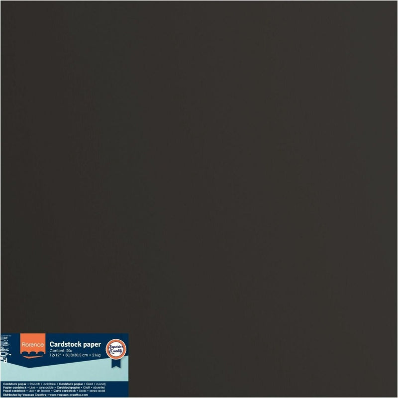 Florence karton - black - 305x305mm - gladde textuur - 216g