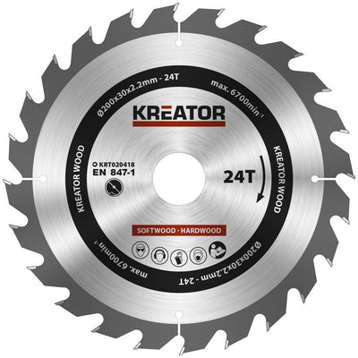 Kreator krt020418 zaagblad hout 200 mm - 24t