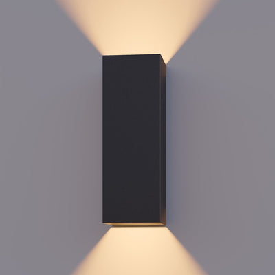 Calex led wandlamp milan - rechthoek - led up down - verstelbare stralingshoek - 8w - tuinverlichting - modern design - warm wit licht - voor binnen en buiten - zwart