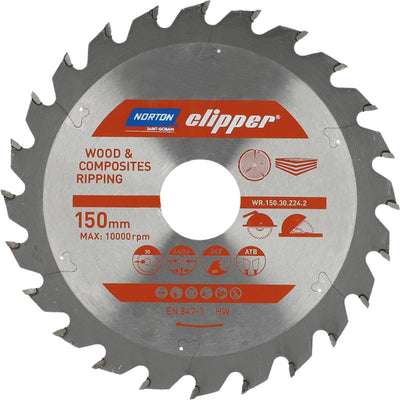 Norton - cirkelzaagblad - 150mm - voor hout en composieten - 24 tanden