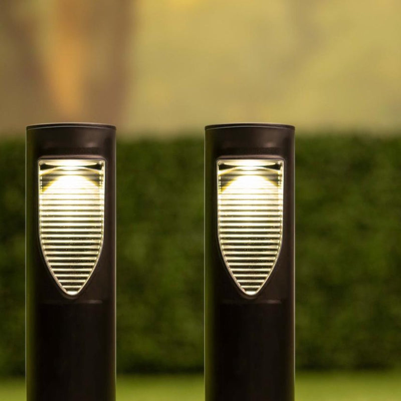 Grundig solar tuinverlichting - tuinlamp met grondpin - buitenverlichting - warm wit led licht - ip44 spatwaterdicht - brandduur 6-8 uur - zwart