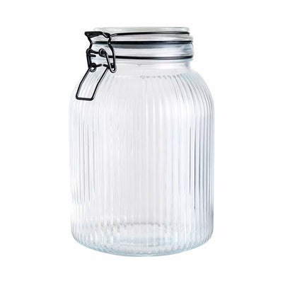Alpina voorraad weck pot - transparant - geribbeld glas - 20x14cm - 1,9l