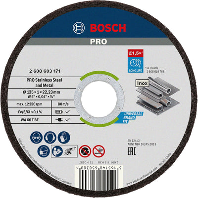 Bosch accessoires bosch doorslijpschijf recht standard for inox - rapido 125mm - 10stuks