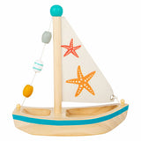 Small foot - badspeelgoed houten zeilboot zeester - afbeelding 1