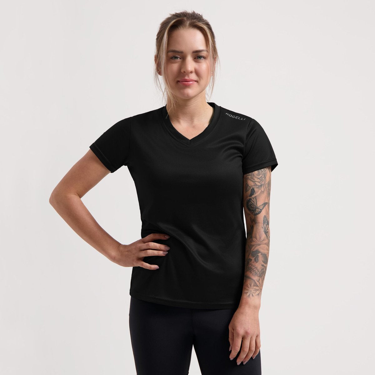 Rogelli promo hardloopshirt dames - korte mouwen - zwart - m
