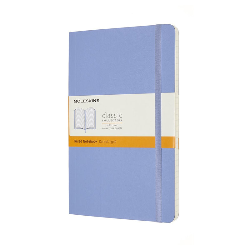 Moleskine classic notitieboek - large - softcover - gelinieerd - hortensia blauw