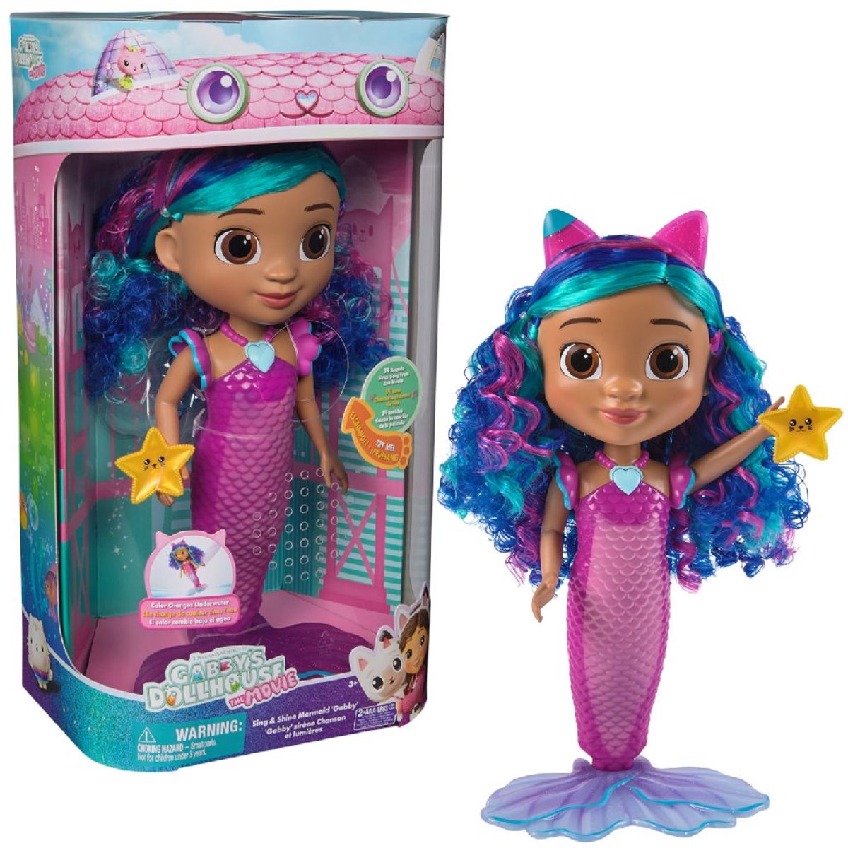 Gabby's poppenhuis gabby’s poppenhuis de film –zeemeermin pop met licht en geluid