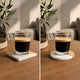 Alpina onderzetters 10x10 cm - natuursteen en bamboe design - rond of vierkant assorti - 4 stuks