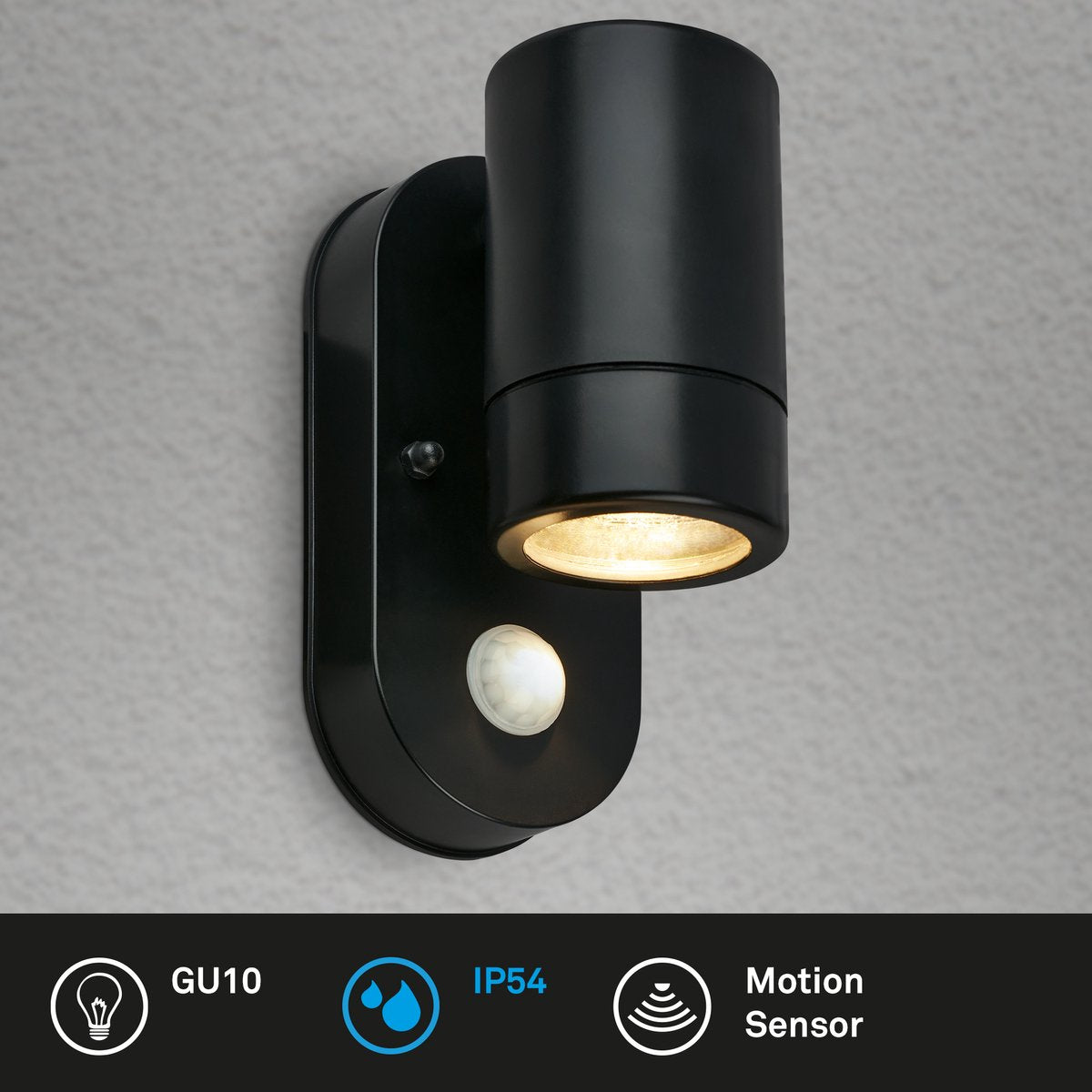 Briloner - led wandlamp - 3789015 - bewegingsmelder - ip54 - verwisselbare lamp - 30-seconden lichtduur - 15 x 7 x 9,5 cm - zwart