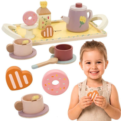 Classic world houten theeset grace met dienblad, 14dlg.