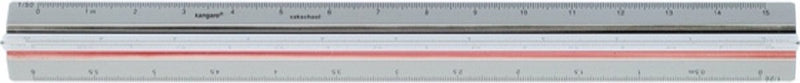 Kangaro schaalstok vakschool - 30 cm - aluminium - schaalverdeling 1:20 25 33,33 50 75 100 - k-760332