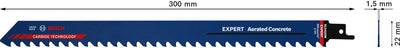 Bosch expert aerated concrete s 1241 hm säbelsägeblatt 300 mm 1 stk. ( 2608900410 ) carbide technology