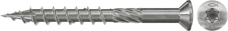 Fischer vlonderschroef 5 x 60 mm - a2 rvs - deeldraad - tx opname - verzonken kop - 150 stuks