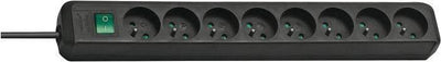 Brennenstuhl eco-line stekkerdoos met schakelaar 8-voudig zwart 3m h05vv-f 3g1,5 *fr*