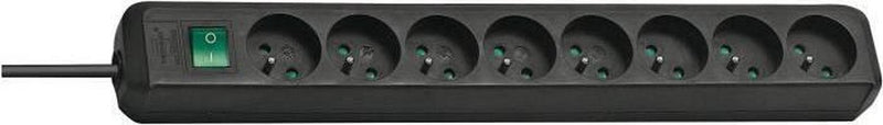 Brennenstuhl eco-line stekkerdoos met schakelaar 8-voudig zwart 3m h05vv-f 3g1,5 *fr*