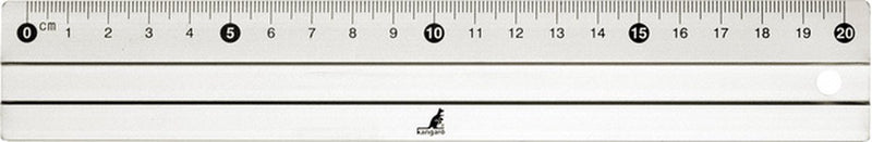 Kangaro liniaal - 20cm - aluminium - met rubber inleg - k-760020