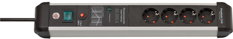 Brennenstuhl premium-protect-line 60.000a stekkerdoos met overspanningsbeveiliging 4-voudig 3m h05vv-f 3g1,5