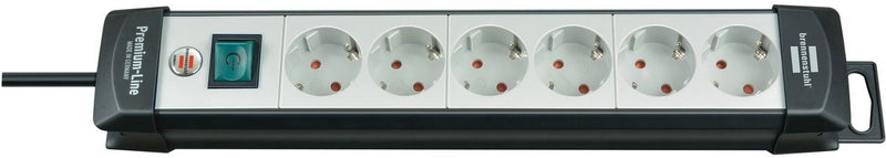 Brennenstuhl premium-line stekkerdoos 6-voudig zwart lichtgrijs 3m h05vv-f 3g1,5