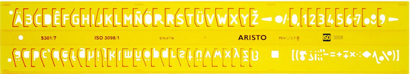 Aristo lettersjabloon - afmetingen 180x40mm - letterhoogte 7mm - h-profiel - oranje transparant - ar-5301 7