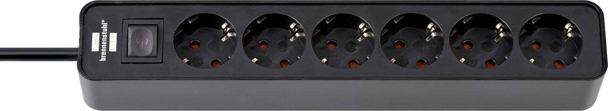 Brennenstuhl ecolor stekkerdoos 6-voudig zwart 1,5m h05vv-f 3g1,5