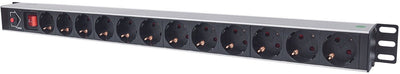 Intellinet 714044 19 inch stekkerdoos voor patchkast 1 he geaarde contactdoos zwart
