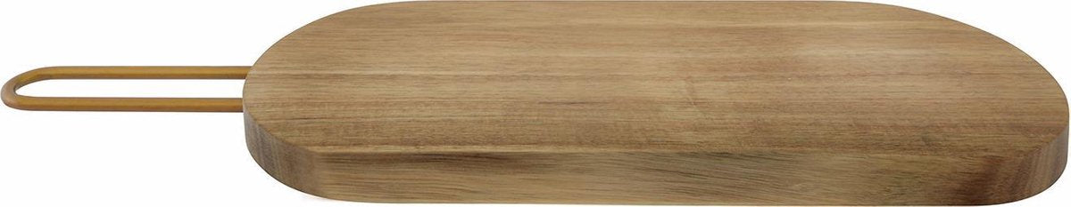 Point-virgule snijplank - serveerplank uit acaciahout met koperen handvat - 40x12x2cm