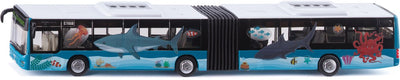 Siku 3736, man gelede bus, 1:50, incl. 2 stickervellen, metaal kunststof, turquoise, speelgoedmodel, rubberen banden, open deuren